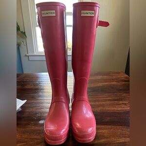 Hunter Tall Hot Pink Rubber Rain Boots